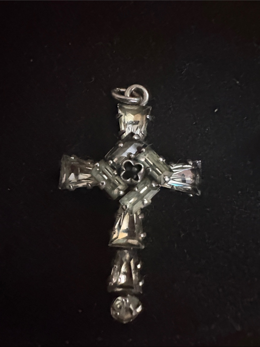 Crystal Cross Pendant Silver-Tone Charm